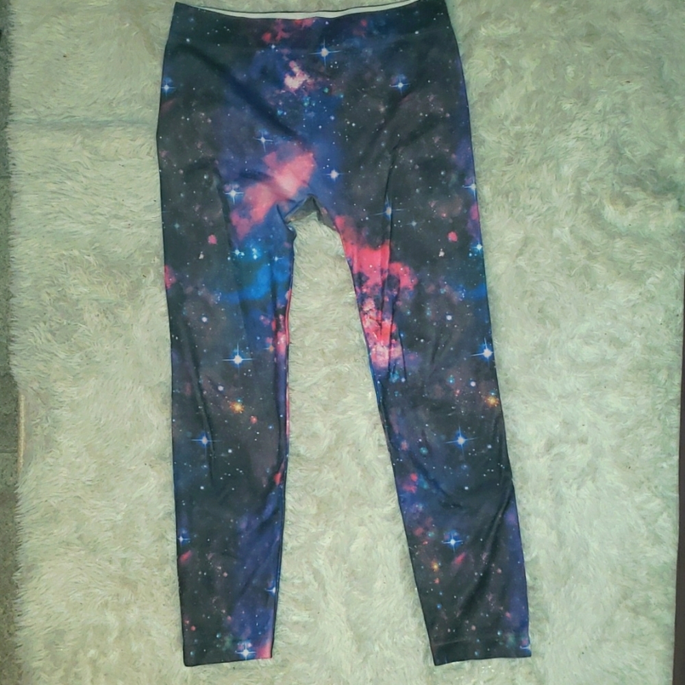 No Boundaries Purple Galaxy with Blue & Pink Accents Size XL Leggings